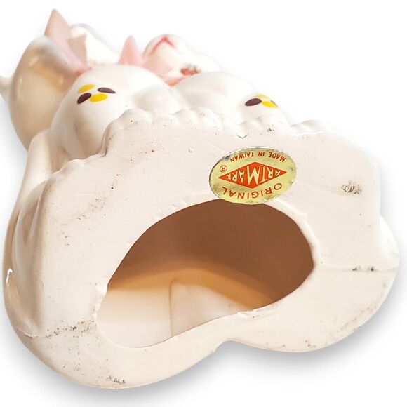 Vintage ArtMark Porcelain Kitty Couple Figurine Pink Ribbons Kitsch Cats - Picture 5 of 13